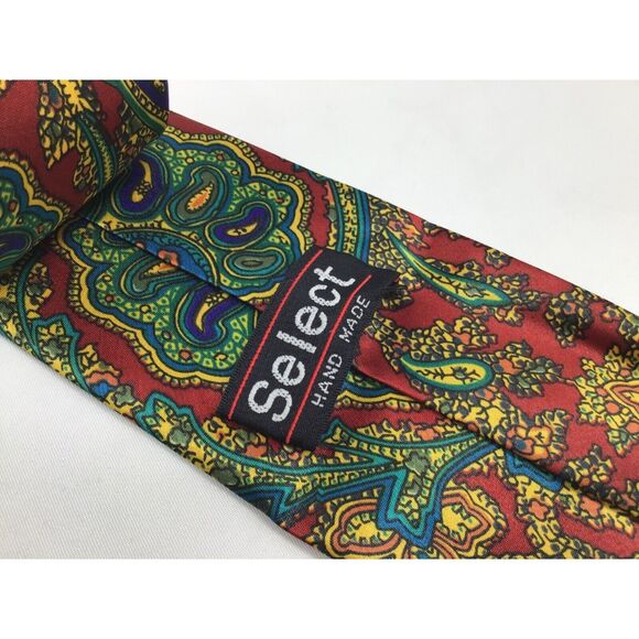 Select Handmade Paisley Necktie Multicolored Formal Business Office Church - Picture 3 of 4
